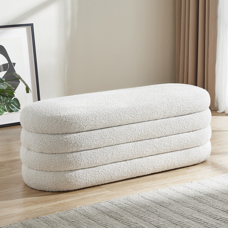 Rilie Upholstered Ottoman White