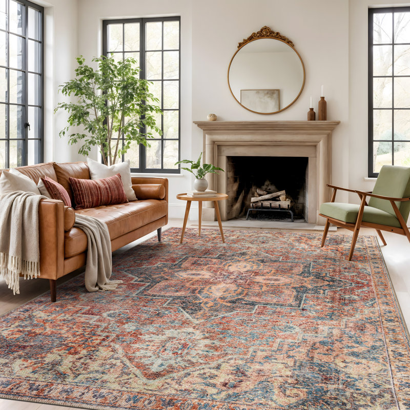 Savina Multicolor Traditional Rug – Washable Flatweave Construction With Non-Slip Backing, Rectangle 7'6" x 9'6"