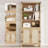 70" Rustic Wooden Bookcase with Doors, 3-Shelf Floor Standing Storage Cabinet for Living Room, Bedroom, or Office-308312530
