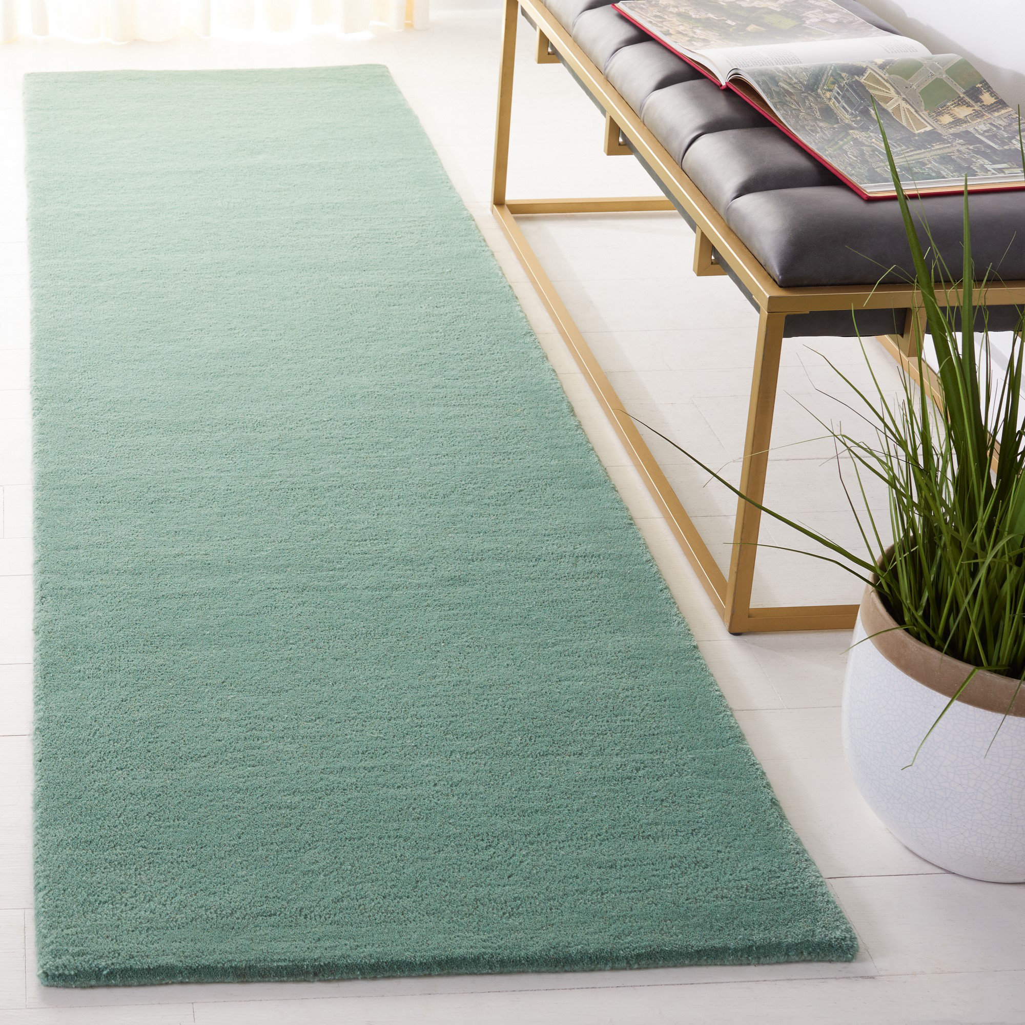Latitude Run® Fifth Avenue Hand Tufted Wool/Cotton Solid Color Rug in ...