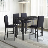 4 - Person Faux Marble Top Four Leg Dining Set