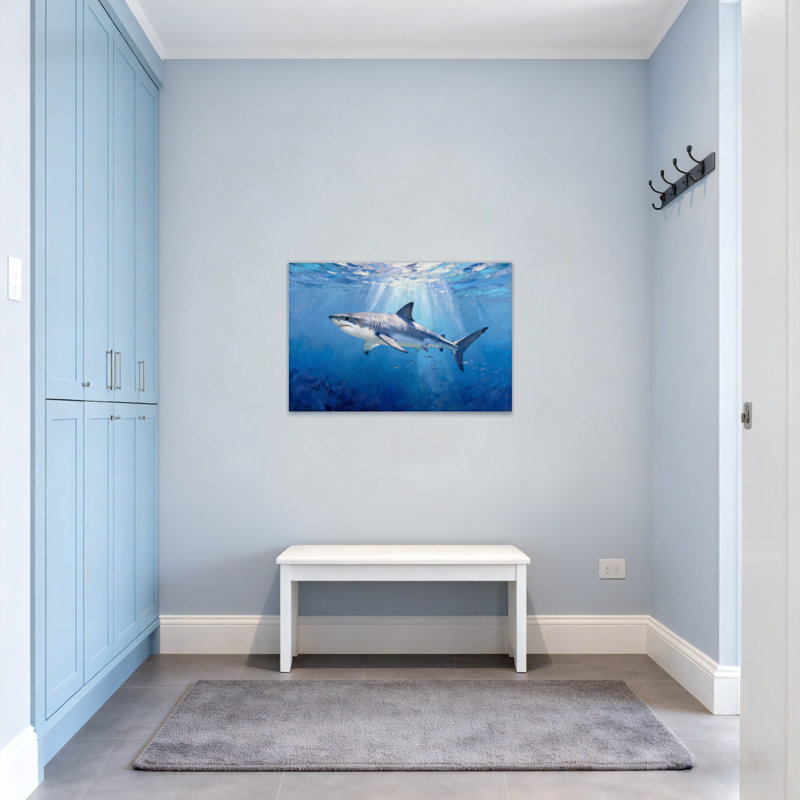 Animals Underwater Shark Swimming In Ocean Light, 16" H x 24" W
