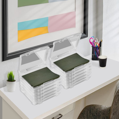 Sorbus Set Of 12 Thin Hanging File Organizer Bin Clear Plastic Stackable For Document Storage