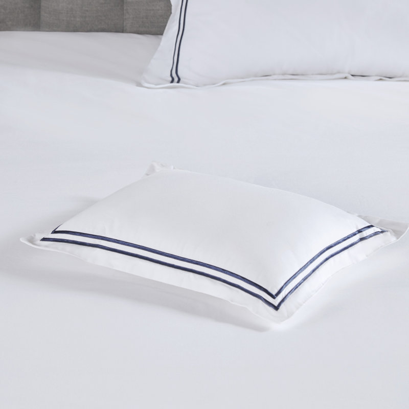 King White and Navy Cotton Sateen Comforter Set