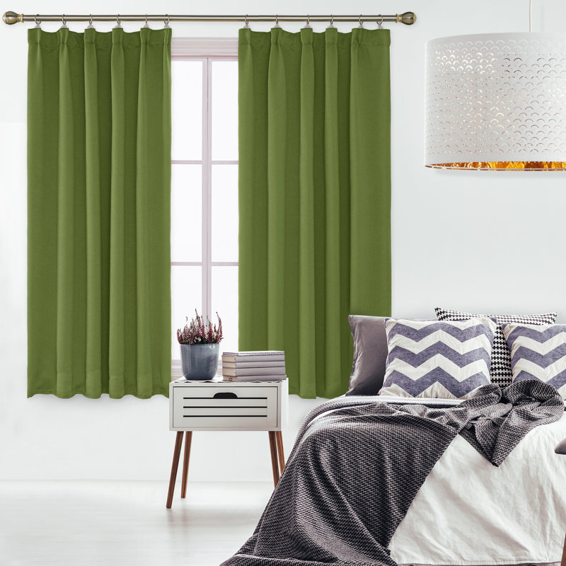 Farhod Blackout Curtain Pair, Green, 117cm Width x 138cm Drop