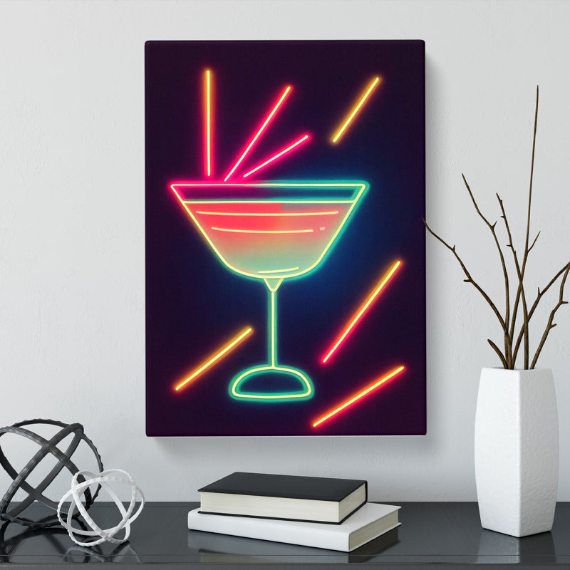 CAN-V0523-480X Cocktail Neon - Wrapped Canvas Print, 60cm H x 40cm W x 3cm D