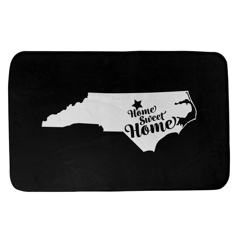 Tapis rectangulaire antidérapant pour salle de bain, L 17 po x L 21 po, Vert, Home Sweet North Carolina 1