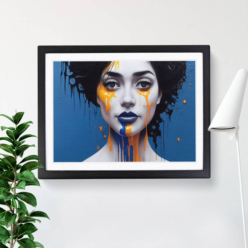 XH1022-10298X Woman Painted Vol.4 Abstract - Single Picture Frame Print, Black Framed, 46cm H x 64cm W x 2cm D
