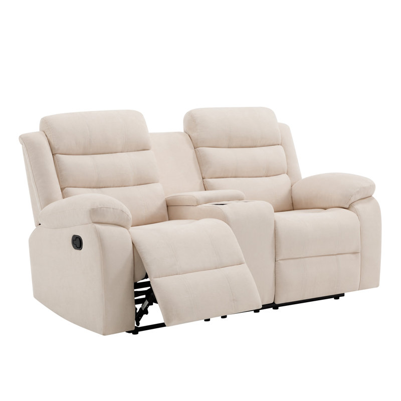2 Seater Reclining Fabric Sofa, 2 Seater, Beige