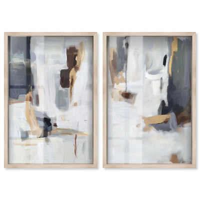 Ensemble de décoration murale bohème « Stratum Duet Shadowbox Print » doré par Art Remedy, cadre noir, 10 x 15