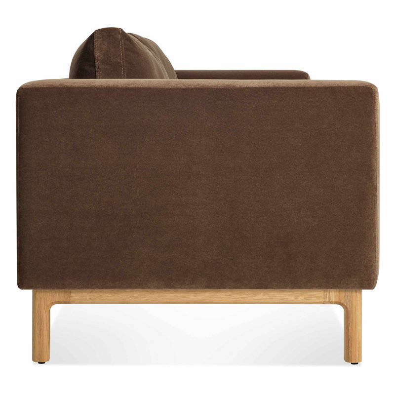 Guide Sofa, 31" H x 96" W x 36" D, White Oak, Coffee Velvet Polyester Blend