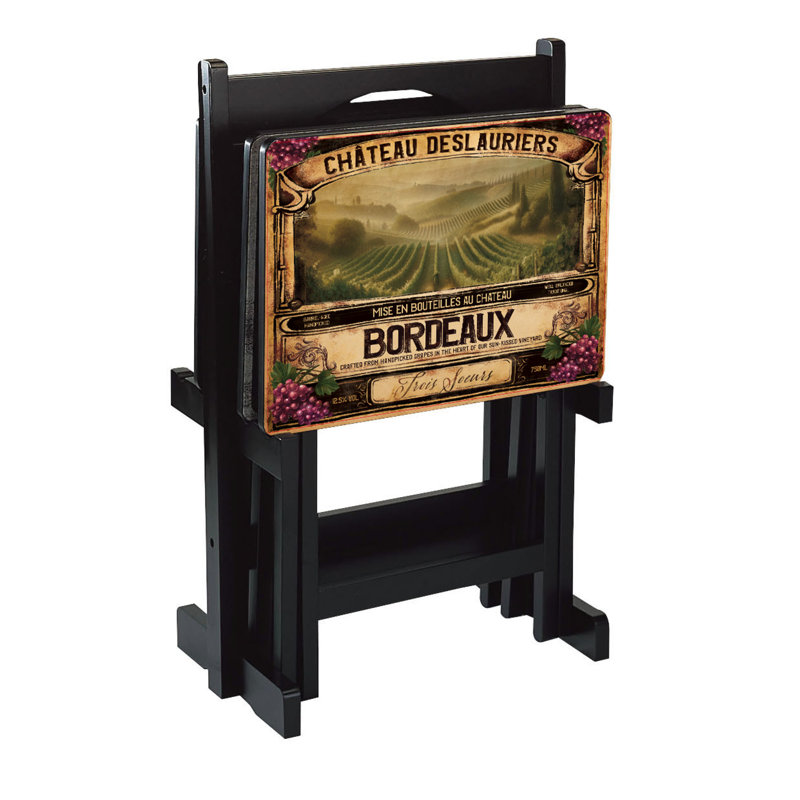 Wine Label Design Rectangular Folding TV Tray Set with Stand
