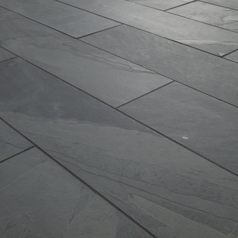 Ackland Camden 6 in. x 24 in. Gauged Slate Floor and Wall Tile, Charcoal