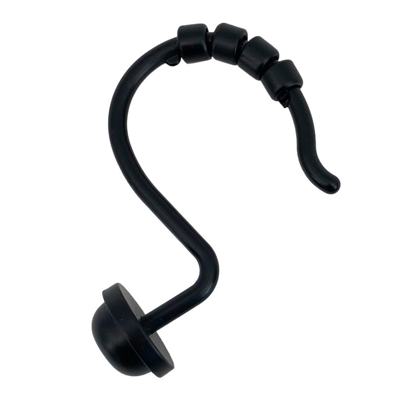 Ensemble de 12 pièces - Anneaux à crochets de rideau de douche noir mat
