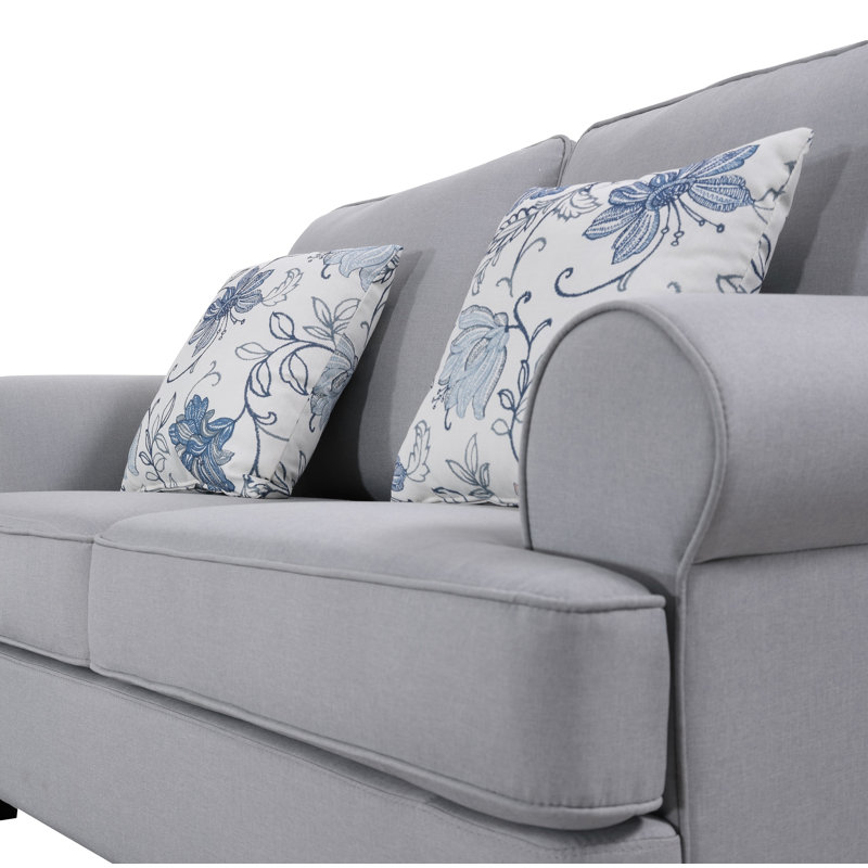 Ashkum 63" Linen Loveseat with Reversible Cushions, Light Gray