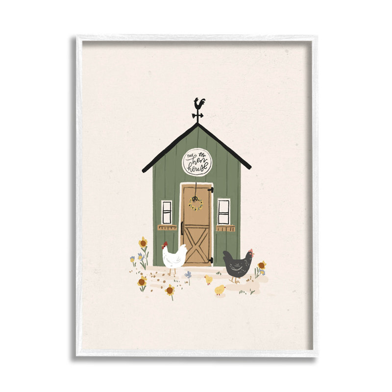 Art de giclée de poulailler vert par Loni Harris, H 30 po x l 24 po x P 1,5 po, Giclée encadrée blanc bord de mer