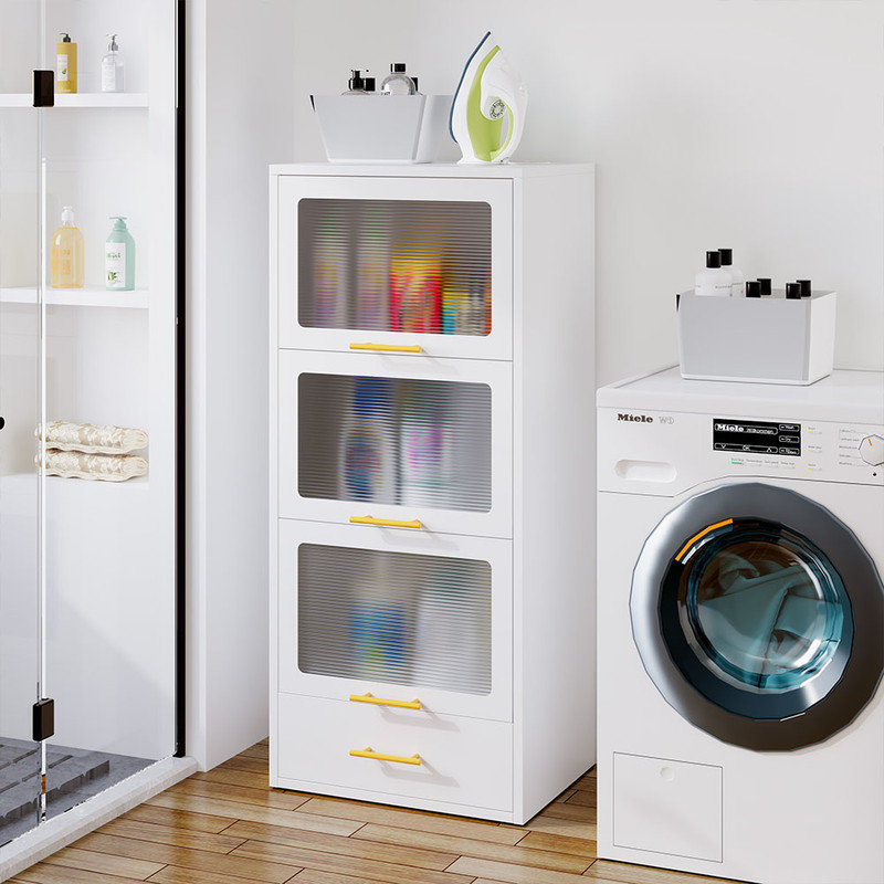 Armoire de rangement en métal avec portes rabattables et tiroir, Blanc