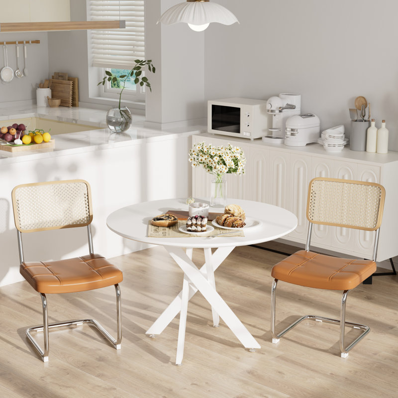 Ensemble de salle à manger 3 pièces, H 30 po x L 36 po x l 36 po, Blanc, Brun