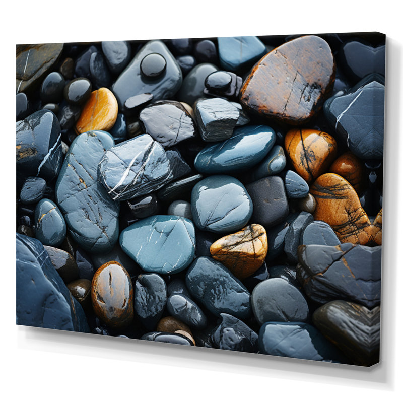 Motif de plage rocheuse II sur toile, H 16 po x l 32 po x P 1 po, Toile tendue