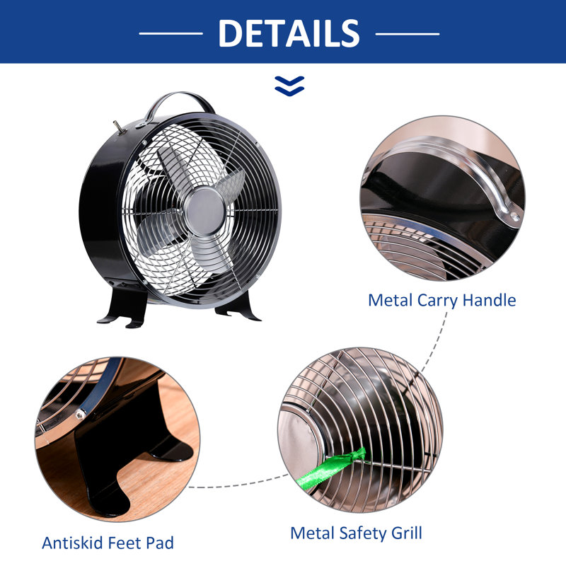 HOMCOM Mckinney 31Cm Box Fan, Black