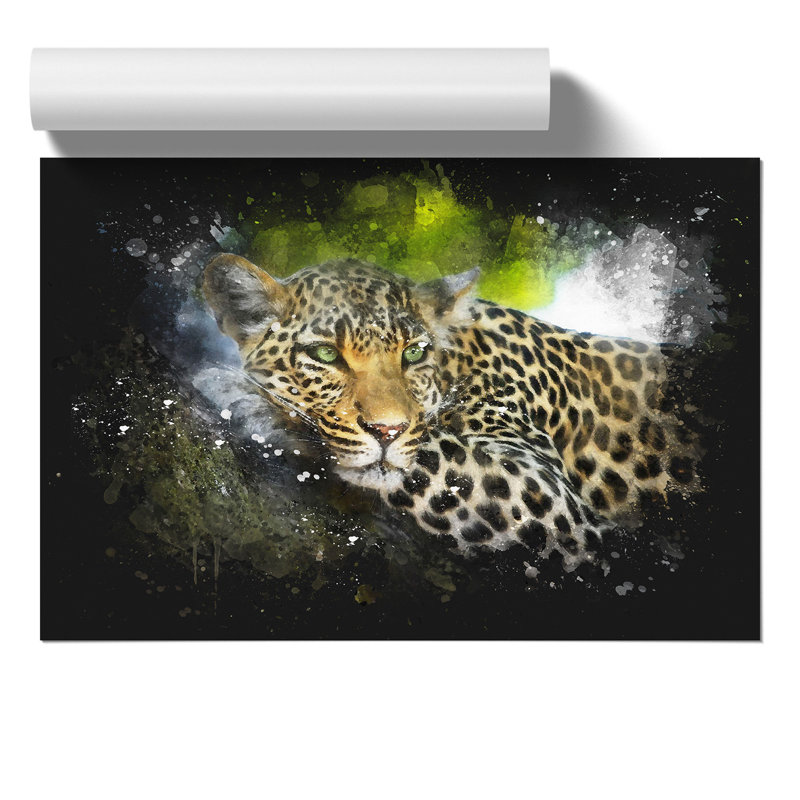 Leopard Paint Splash - Frameless Print, 59cm H x 84cm W x 0.1cm D
