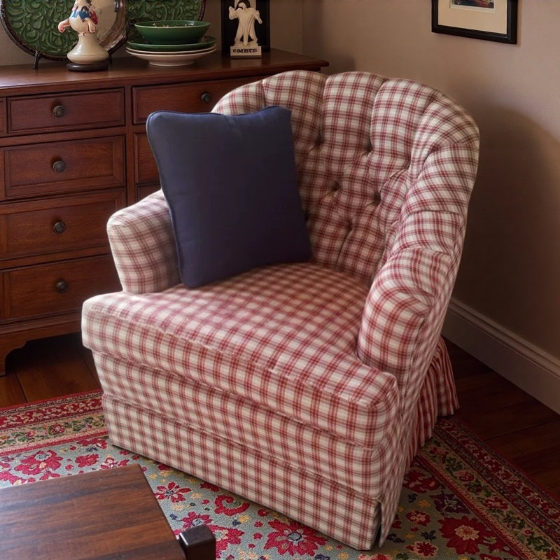Fauteuil rétro à carreaux rouge
