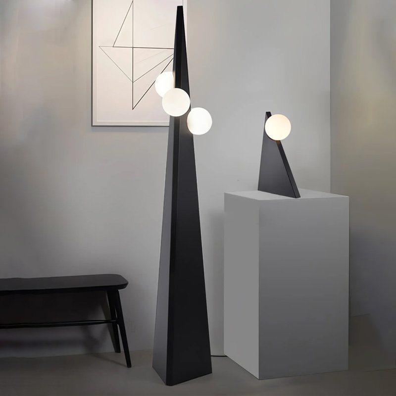 Black Iron + Glass Free form Floor Lamps