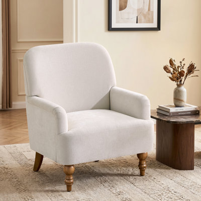 Fauteuil rembourré 28,7 po avec dossier serré et pieds en bois massif