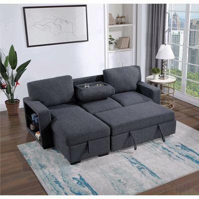 Dark Grey Pull Out Sofa Bed