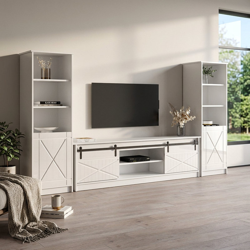 Meuble audio-vidéo moderne 120,5 po Fiorenze, Blanc