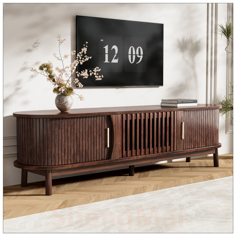Meuble télé moderne pour téléviseur de 75 po, meuble audio-vidéo en bois avec rangement, idéal pour le salon et la chambre à coucher