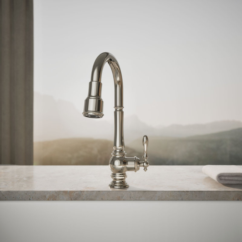 Artifacts® Pull Down Bar Faucet with Accessories, Vibrant Polished Nickel