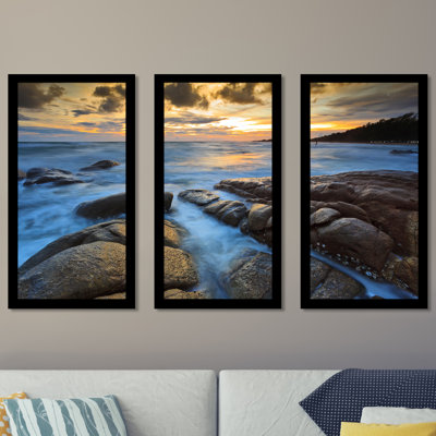 Rocky Ocean - 3 Piece Picture Frame Photograph Print Set on Acrylic -  Picture Perfect International, 704-2095-1224