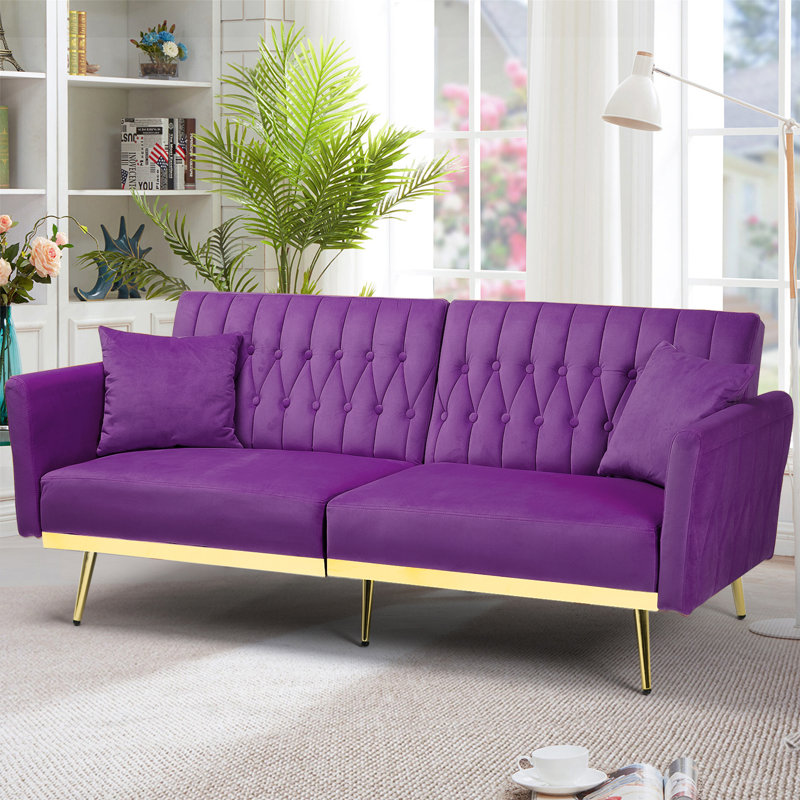 Somiya Upholstered 70'' Sleeper Sofa, Purple Velvet