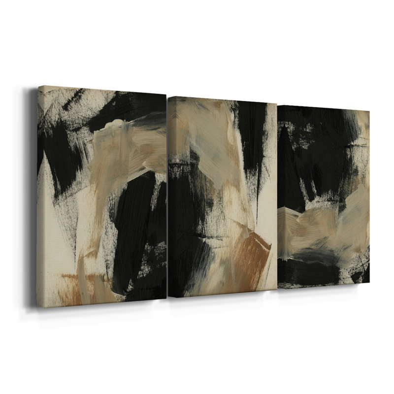 Baked Paintstrokes IV - Toile tendue sur mesure avec châssis - 3 pièces, H 18 po x l 36 po