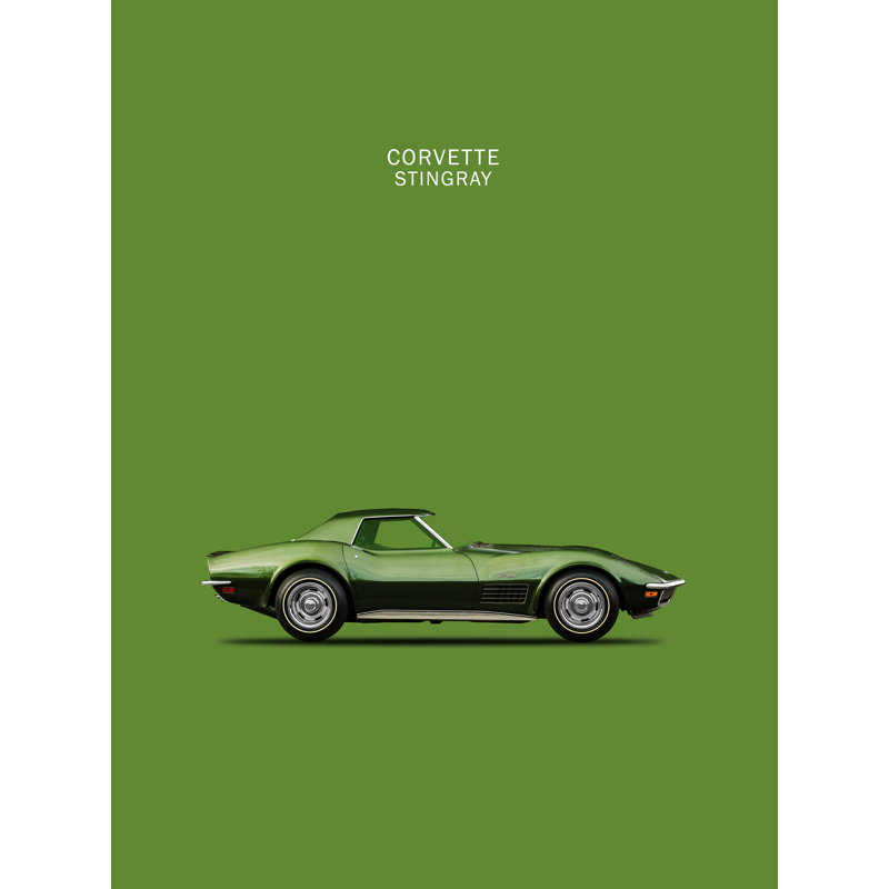 Corvette Stingray 1970 Green par Mark Rogan - reproduction d'art sur toile tendue, H 24 po x l 18 po