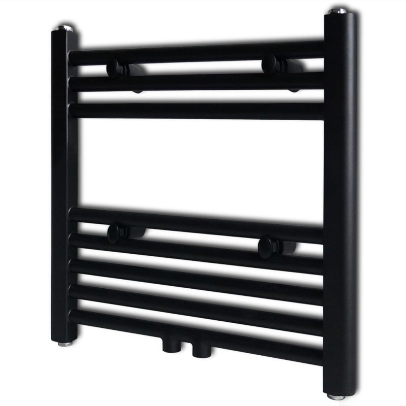 Waylon Flat Panel Towel Rail Heated Towel Rails, 480mm H x 480mm W x 2.2mm D, Black