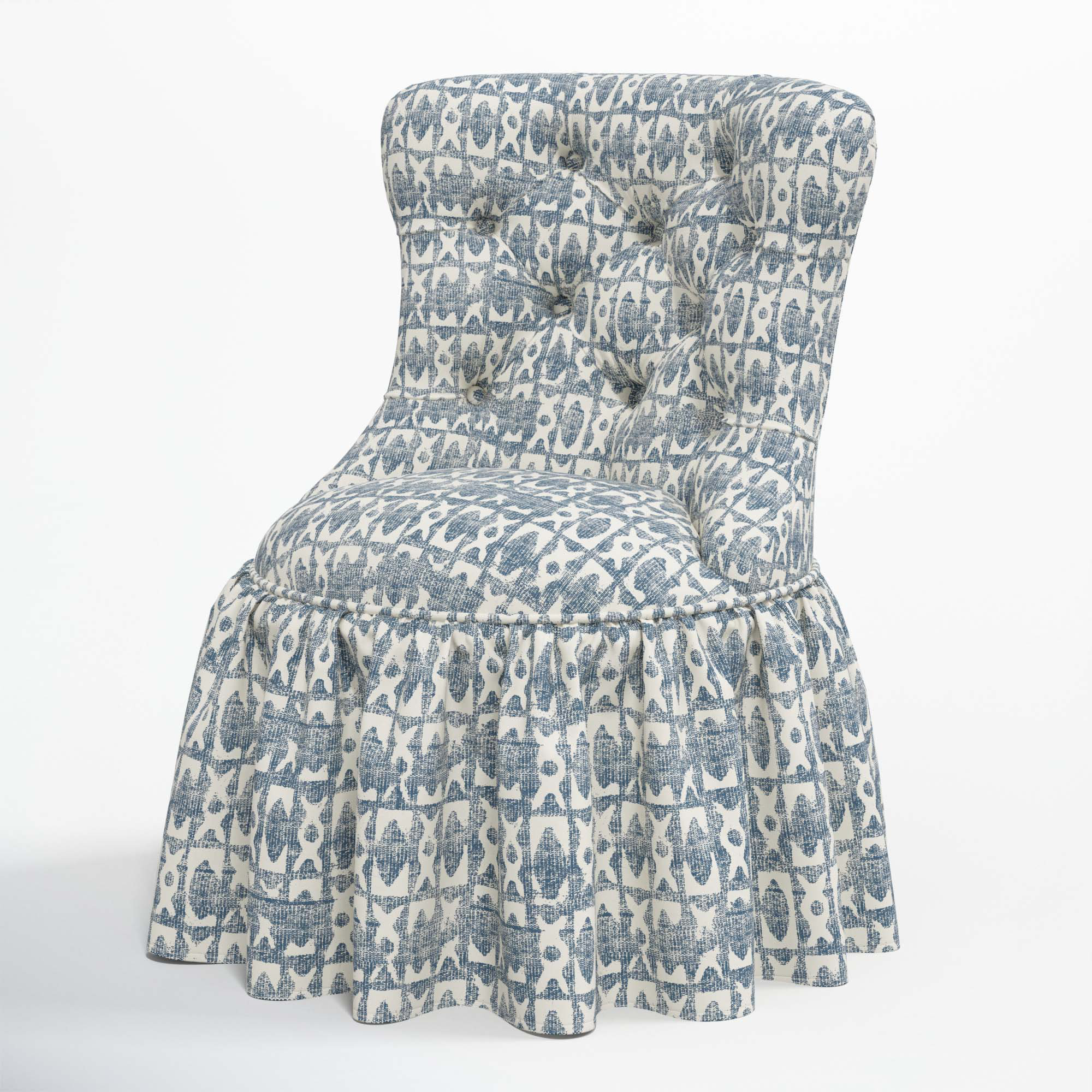Minnie Upholstered Side Chair, Texture Block Blue