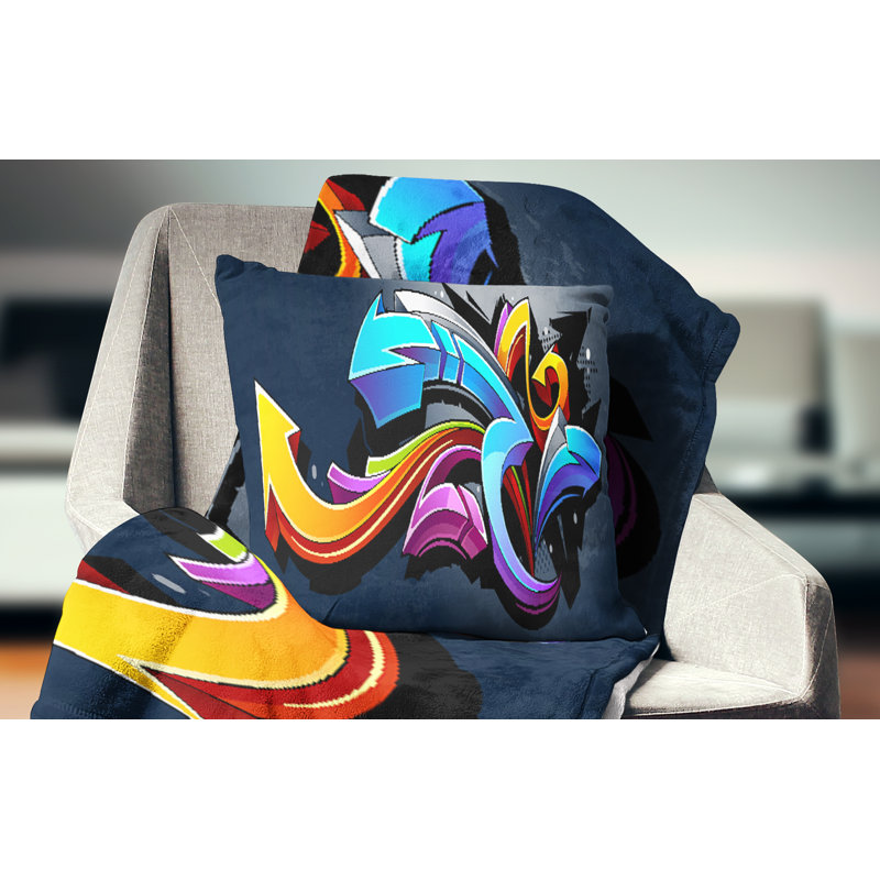 Direction Street Art - Coussin décoratif imprimé Street Art, 18 po x 18 po, Carré