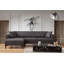 Élégant canapé-lit d'angle, gris foncé, 55,1 po x 106,3 po x 30,3 po | Structure en bois de hêtre et en carton, tissu 100% polyester | Mécanisme de dossier pivotant, mousse souple 28 pouces pour plus de confort | Conception facile à nettoyer, parfaite pour les espaces modernes-1356911437-1356911438