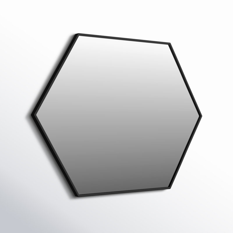 Sabine Metal Hexagon Wall Mirror, Black, 40" x 30"