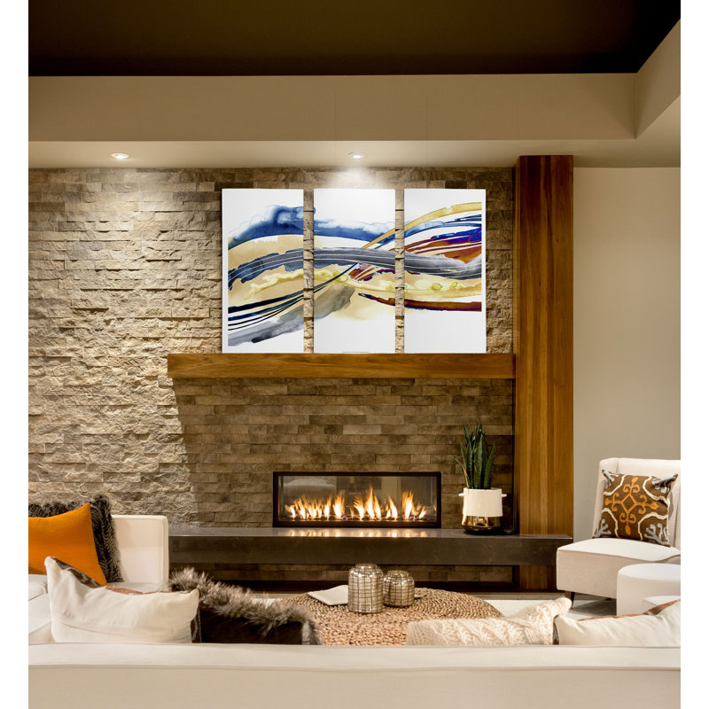 Sound Waves II-ensemble de 3 reproductions d’art sur toile tendue, H 24 po x l 36 po x P 1,5 po