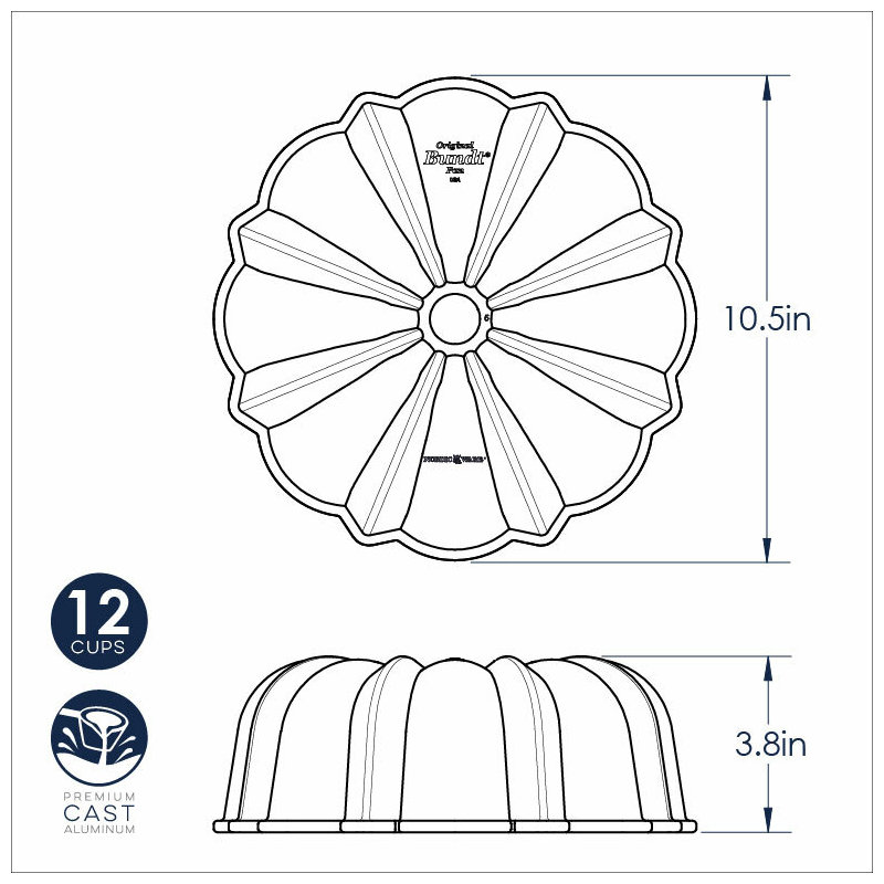 Nordic Ware Original ProCast Bundt Non-Stick Round Pan, Original