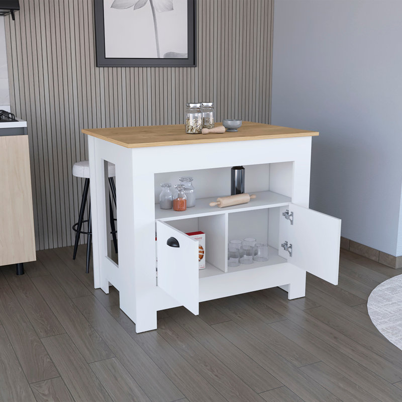 Armoire et étagère à deux portes pour îlot de cuisine Arlet, Blanc