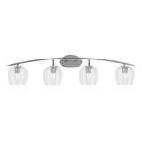 Kurve 4 Light Bath Bar With 6" Clear Bubble Glass
