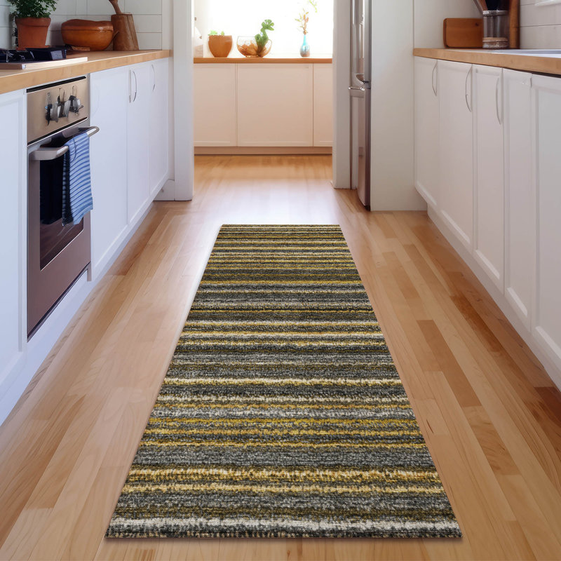 Premium Machine Washable Cerrito AMF598 Gold Rug, Runner 2'3" x 7'6"
