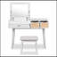 Ensemble coiffeuse 43,3 "en bois avec miroir rabattable et tabouret, coiffeuse avec trois tiroirs et espace de rangement, blanc