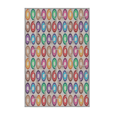 Tapis gris motif/orange/jaune