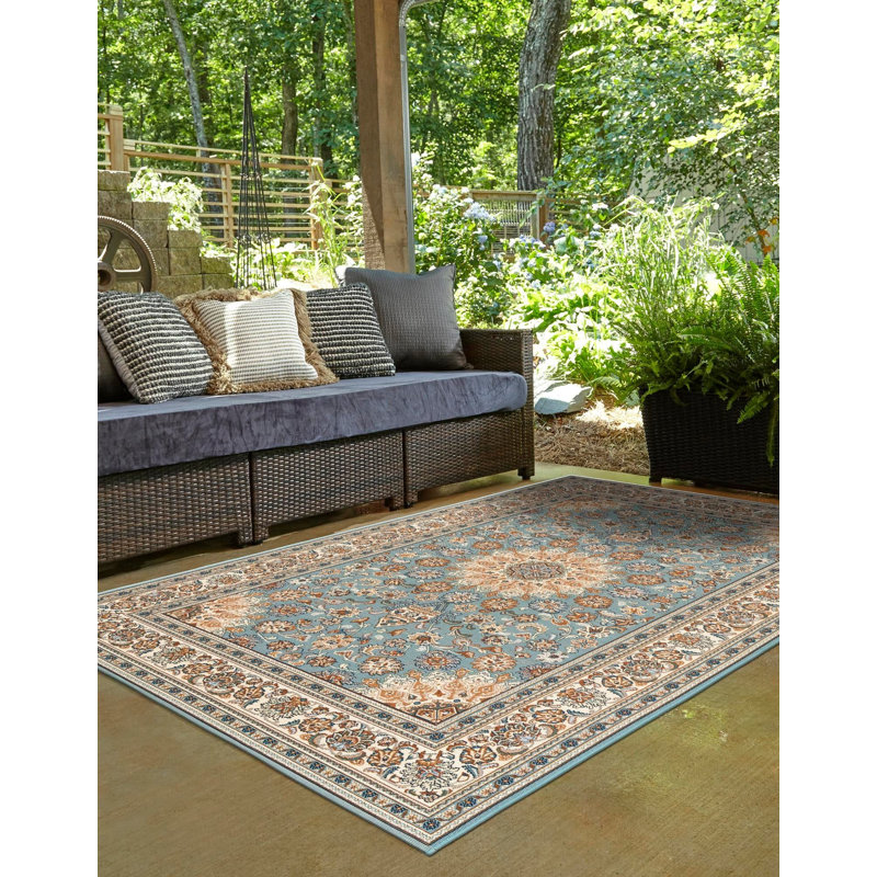 Tapis traditionnel bleu Tollefson, Rectangle 2 pi x 3 pi 1 po