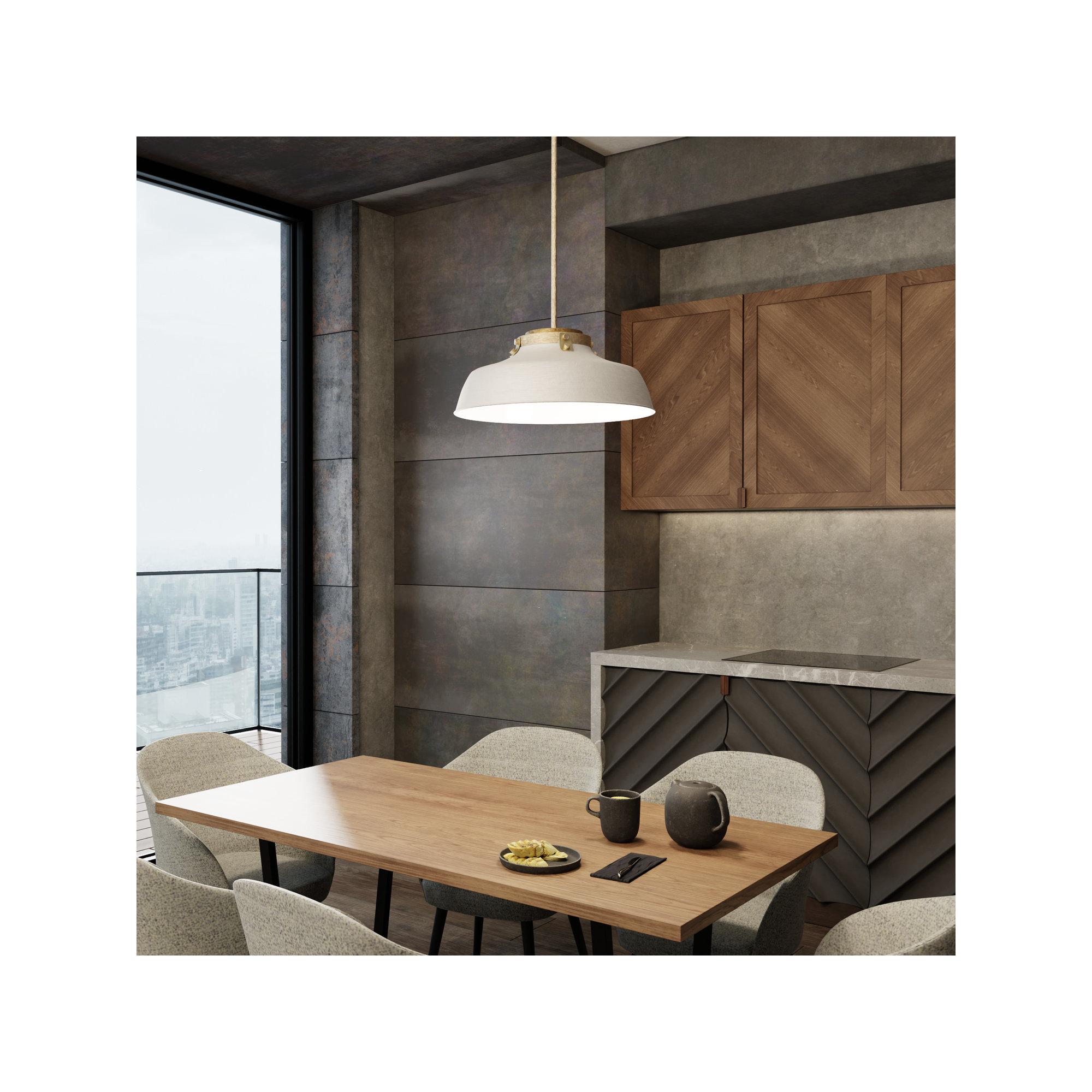 Luzon Single Light Metal Dimmable Pendant, Matte White